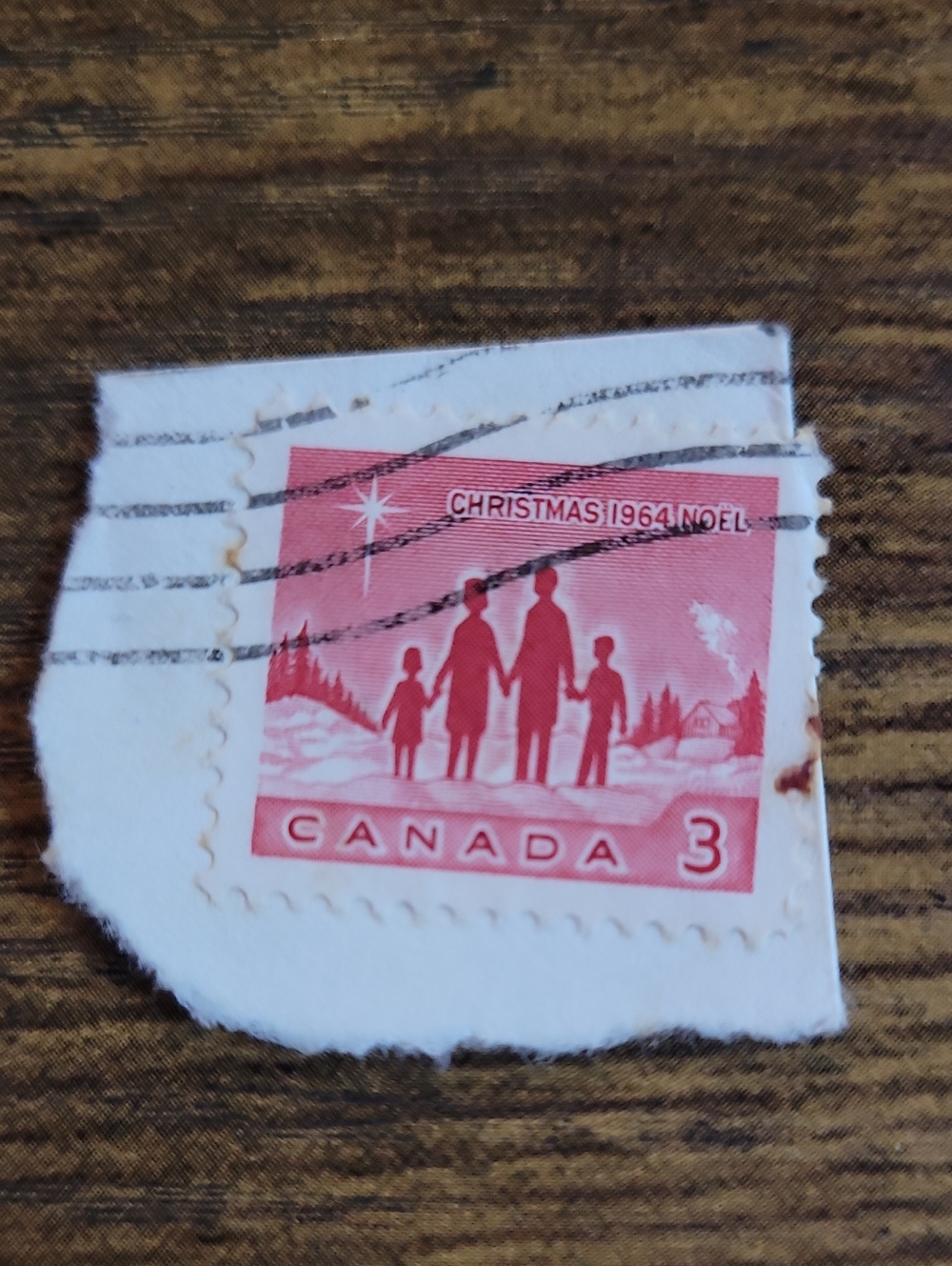 Vintage Canada 1964 Red Christmas Stamp